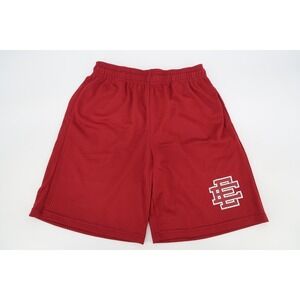 Eric Emanuel Baggy Mesh Shorts Mens Medium Red EE Logo Streetwear Basketball USA